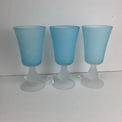 Buy 3 Lifestyle Essentials Sea Blue Frosted By ROYAL DOULTON 16 Oz 8  Glass Goblet • 28.71£