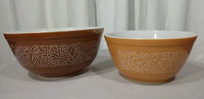 Buy Pair Vintage Pyrex Brown Woodland Mixing Bowls #402 And #403 • 34.96£