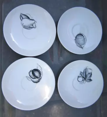 Buy 4 Susie Cooper Black Fruit 1960's Coffee/Expresso Bone China Saucers • 14.99£