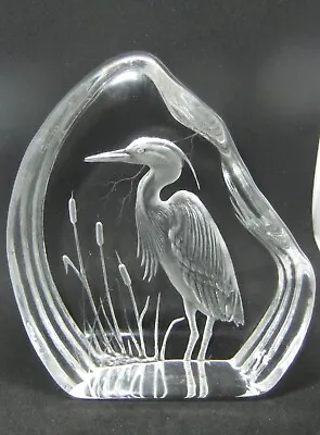 Buy Dartington Paperweight Glass Crystal Blue Heron Signed Alfred Capredoni Vintage • 14.99£