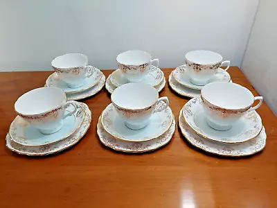 Buy 6 X Royal Vale Bone China Vintage Trio - Teacups, Saucers & Side Plates Tea Set • 29.95£