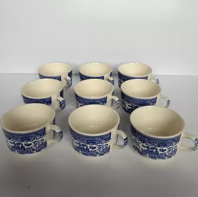 Buy Vintage 9 Pc  Blue Willow Transferware Cups Ye Olde Willow Made In England • 40.54£