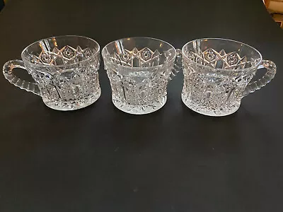 Buy 3 Vintage McKee Quintec Jeannette Punch Cup Clear Glass 1910 • 5.79£