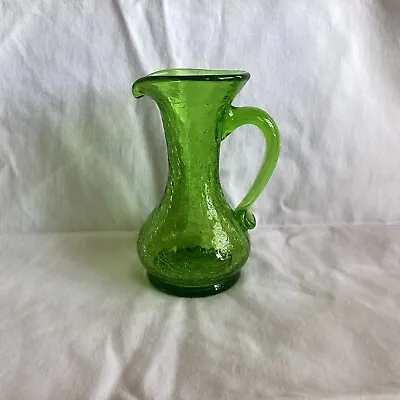 Buy Vintage ~ Green Crackle Glass Mini Pitcher Cruet ~ 5.25” Tall ~ Mid Century • 12.06£