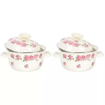 Buy  Glass Pots For Cooking On Stove Small With Handle Enamel Lid • 36.58£
