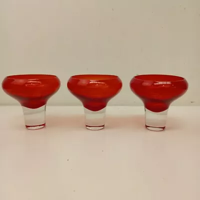 Buy Vintage Art Deco Cocktail Glasses X3 Cherry Red Mushroom 4'' -WRDC • 11.38£