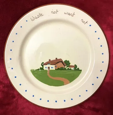 Buy Dartmouth Exeter Pottery Dinner Plate ‘Waste Not Want Not’ Motto Pastoral Scene • 8.99£