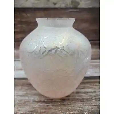 Buy Toyo Pink Iridescent Textured Crackle Glass Vase • 11.58£