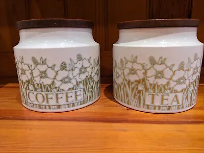 Buy Vintage Hornsea England Pottery -Fleur Pattern Tea Coffee Canister Jars • 12£