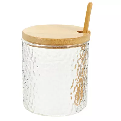 Buy Glass Canister With Bamboo Lid And Spoon For Kitchen Storage-TB • 11.99£