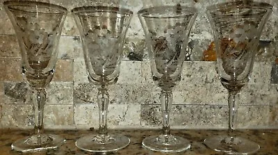 Buy Vintage Libbey?  Wine Sherry Liquor Glasses Etched Crystal. • 14.40£