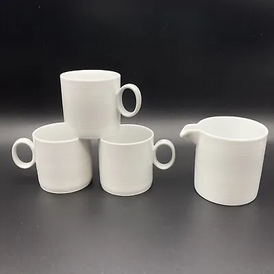 Buy 4-Piece Set Rosenthal Thomas Loft White Striped (3) Coffee Mugs & (1) Creamer • 36.75£