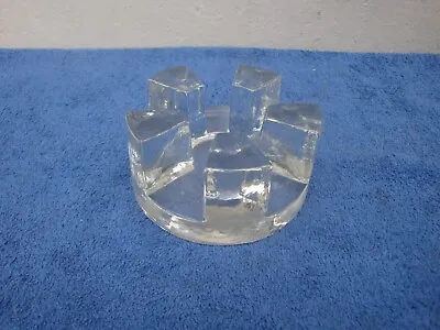 Buy Vintage Mid Century Glass Tea Candle Holder Heavy Quality Piece 5 1/4   X 2 1/4  • 12£
