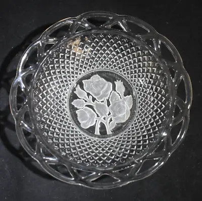 Buy Imperial Depression Glass - Laced Edge Katy - Clear Floral Frosted Bowl - 7.75  • 5.74£