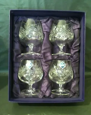 Buy 4 Boxed Edinburgh Crystal Clear Cut Glass (Brandy?) Glasses • 30£