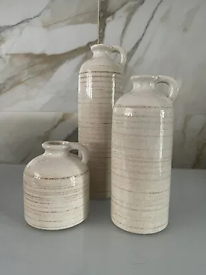 Buy Home Decor Set Of 3 Glazed Crackled Ceramic Pottery Decorative (NEW) • 37.59£