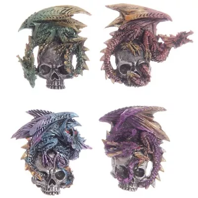Buy Magnets Dark Legends Silver Skull Dragon Ornaments X 4 • 15.54£