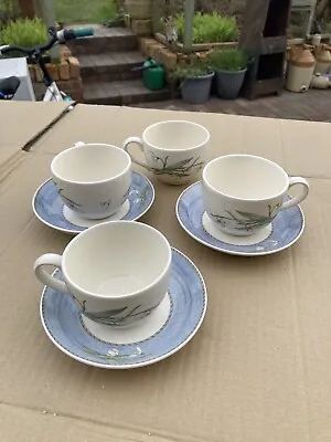 Buy Wedgewood Sarah’s Garden Snowdrop 4 Tea Cups 3 Saucers • 50£