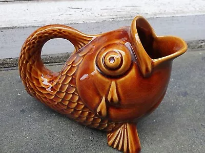 Buy Vintage Devonway Pottery Kingsbridge Devon England Brown Fish Jug • 29.95£
