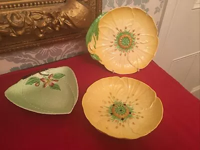 Buy 3 Carlton Ware Australian Design Green And Yellow Dishes Including Drainer • 14.50£