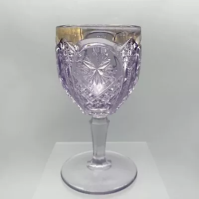 Buy EAPG Antique Sun Purpled Water Or Wine Goblet Gold Flashed Rim Suncatcher Decor • 24.51£