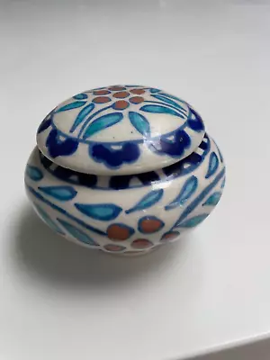 Buy Turkish ABC Gini Gesme Ceramic Blue Floral Patterned Lidded Trinket Pot Bowl • 5£