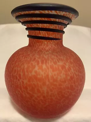 Buy Handmade Hand Blown Red Spotted Art Glass Vase • 27.02£