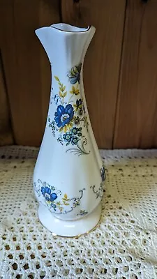 Buy Royal Tara (Ireland) Fine Bone China 21cm Tall Stem Vase - Blue Floral - VGC • 12£