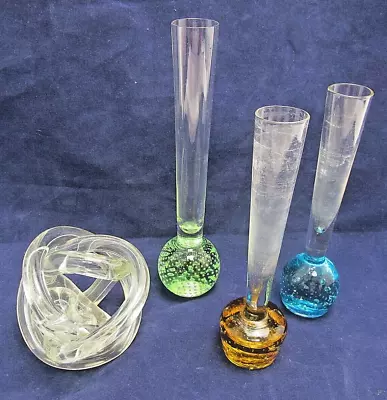 Buy Vintage Glass Items 3 Bud Vases & Paperweight • 10£