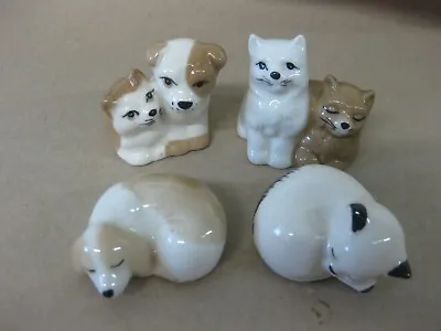 Buy 4 Szeiler Cat & Dog Figurines ~ 4 Small Miniature Cat & Dog Ornaments • 16.99£