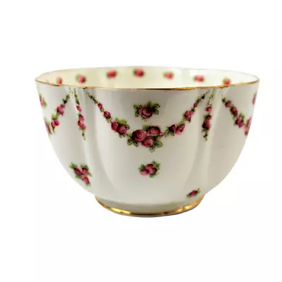 Buy George Jones Crescent China Round Wavy Edge Sugar Bowl Pink Roses • 20£