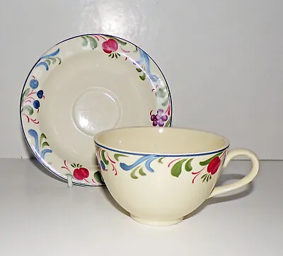 Buy Poole Pottery Cranborne Pattern Breakfast Cup And Saucer ½ Pint Size • 5.95£