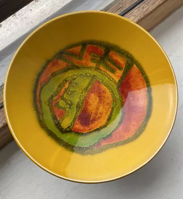 Buy Poole Pottery Delphis Carol Cutler Mid Century Yellow Orange & Green Bowl #56 • 60£