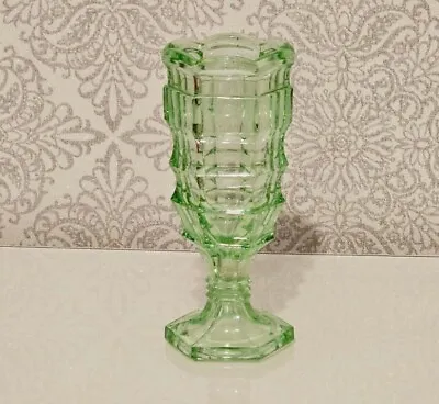 Buy Vintage Art Deco Stölzle Czech Pressed Green Glass Vase • 8.99£