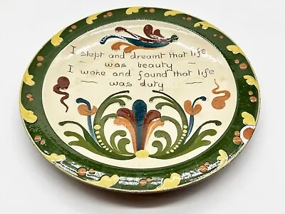 Buy Vintage Motto Ware Pottery Terracotta Plate Decorative • 22.99£
