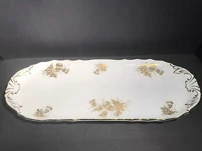 Buy Hammersley Fine Bone China White And Gold Thistle Patterned Sandwich Platter • 46.89£