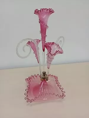 Buy Victorian Cranberry Glass Epergne Table Centrepiece 18” High • 88.50£