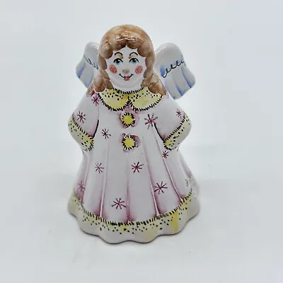 Buy Vintage Russian Angel Figurine Pottery Hand Painted Small Bell • 27.34£