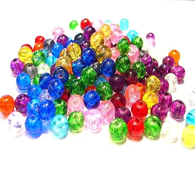 Buy 200 Crackle Glass Beads 6mm Mixed Colours Jewellery Making Crafts J04930XG • 3.79£
