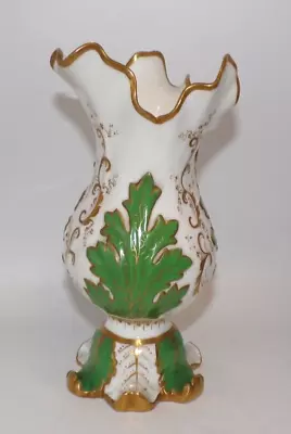 Buy Antique Hand Painted Relief Moulded Porcelain Leaf Vase Rockingham Ridgway 6053 • 35£