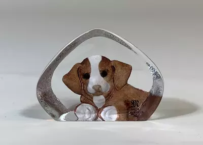 Buy Mats Jonasson Maleras Sweden, Art Glass Tinted Crystal Paperweight - Dog, Puppy • 19.50£
