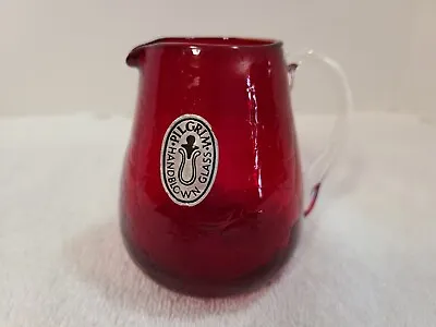 Buy Pilgrim Glass Handblown Vintage Red Crackle Creamer/Mini Pitcher • 16.56£