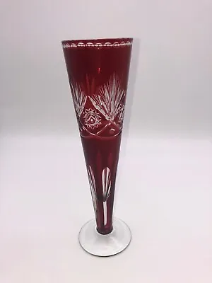 Buy A Mid 20th Century Bohemian Glass Pinwheel Pattern Conical Vase. • 8£