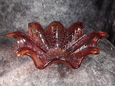 Buy Abstract Art Ruby Red Glass Moulded Center Piece Decorative Bowl Vase  • 9.99£