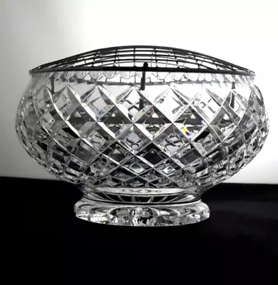 Buy Large 8  Lead Cut Crystal Glass Rose Bowl - Footed Czechoslovakia Vintage • 48£