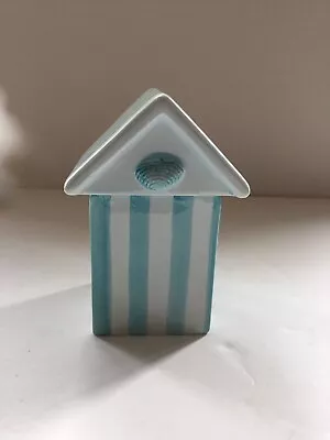 Buy Ceramic Blue And White Striped Beach Hut House Trinket Gift Box • 5.95£