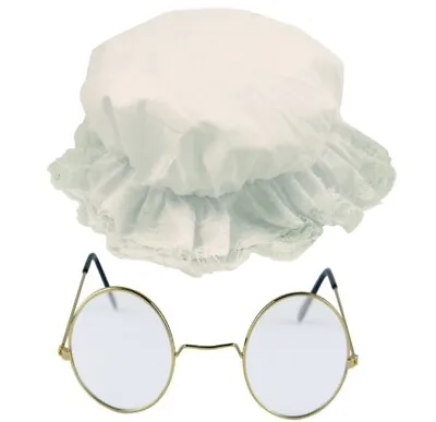 Buy Victorian-Inspired Matriarch Attire With Mop Hat And Round Glasses Set - Perfect • 4.49£