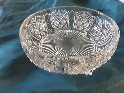 Buy Beautiful Vintage Heavy Glass Cut Crystal Footed Fruit  Bowl.  • 12.99£