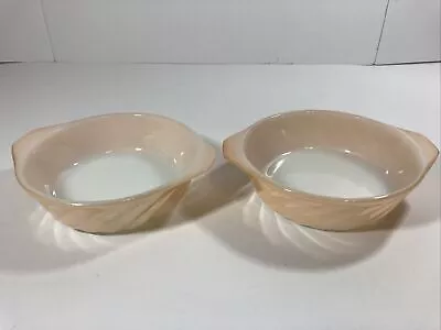 Buy 2 Vintage Anchor Hocking Ovenware 12 Oz Peach Luster Ware Bowl  5 Inch Soup • 13.37£