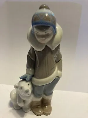 Buy Lladro “Eskimo Boy With Pet  Polar Bear Figurine #5238 Retired • 56.86£